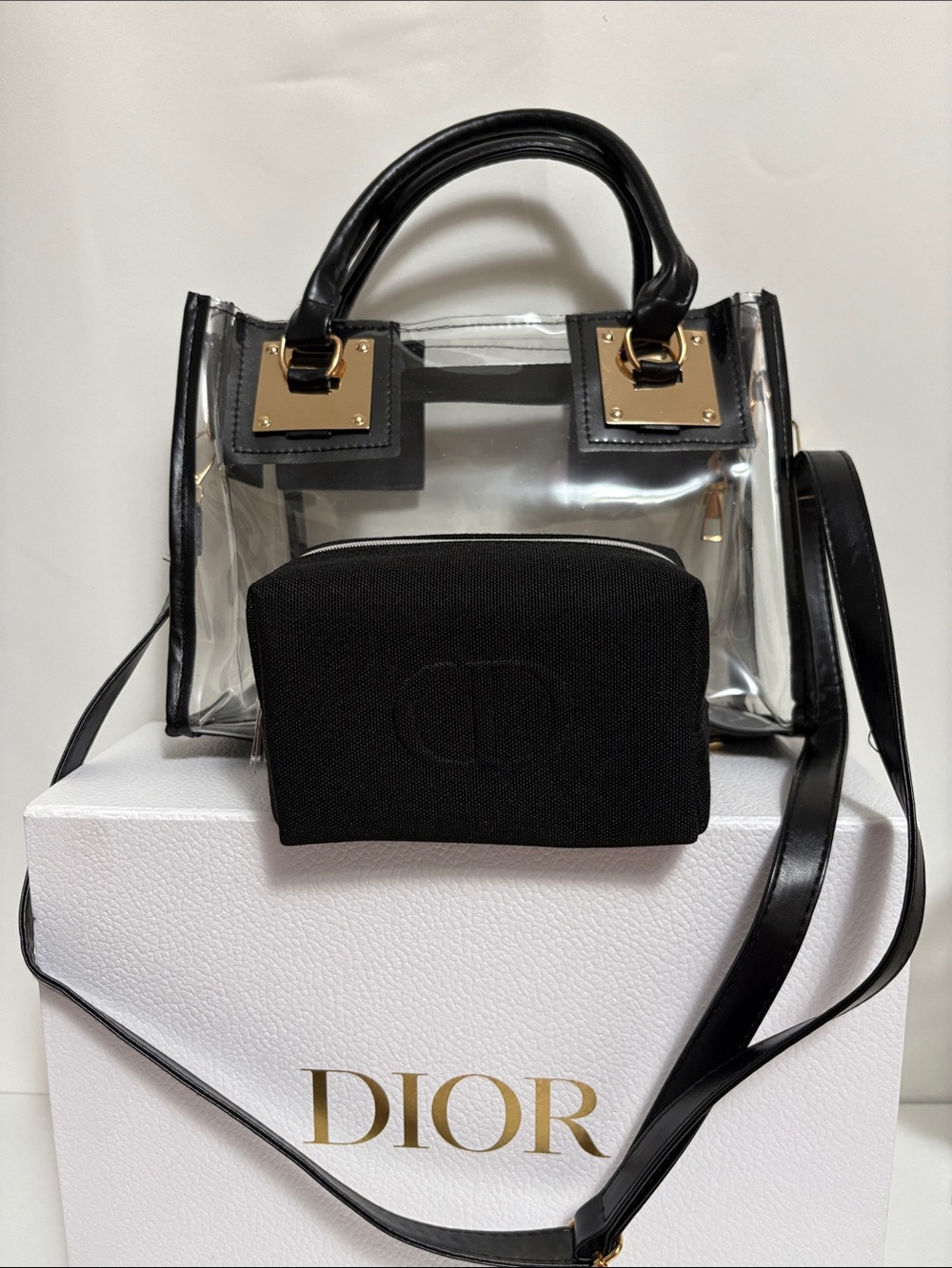 Dior Black Pouch in Clear Women's Handbag